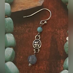 Silpada SINGLE EARRING ONLY Tri-Drop Sterling Silver 
Blue Green on French Wire.